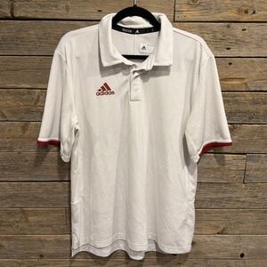 Adidas Men's Team Iconic Climalite Coaches Polo - White And Red Size Large